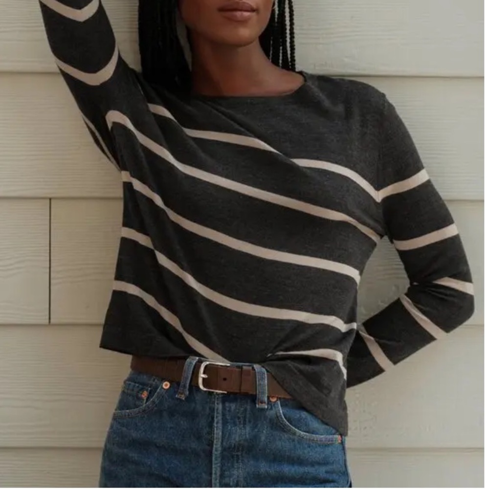 Jenni Kayne Merino Wool Striped Sweater Size Medium